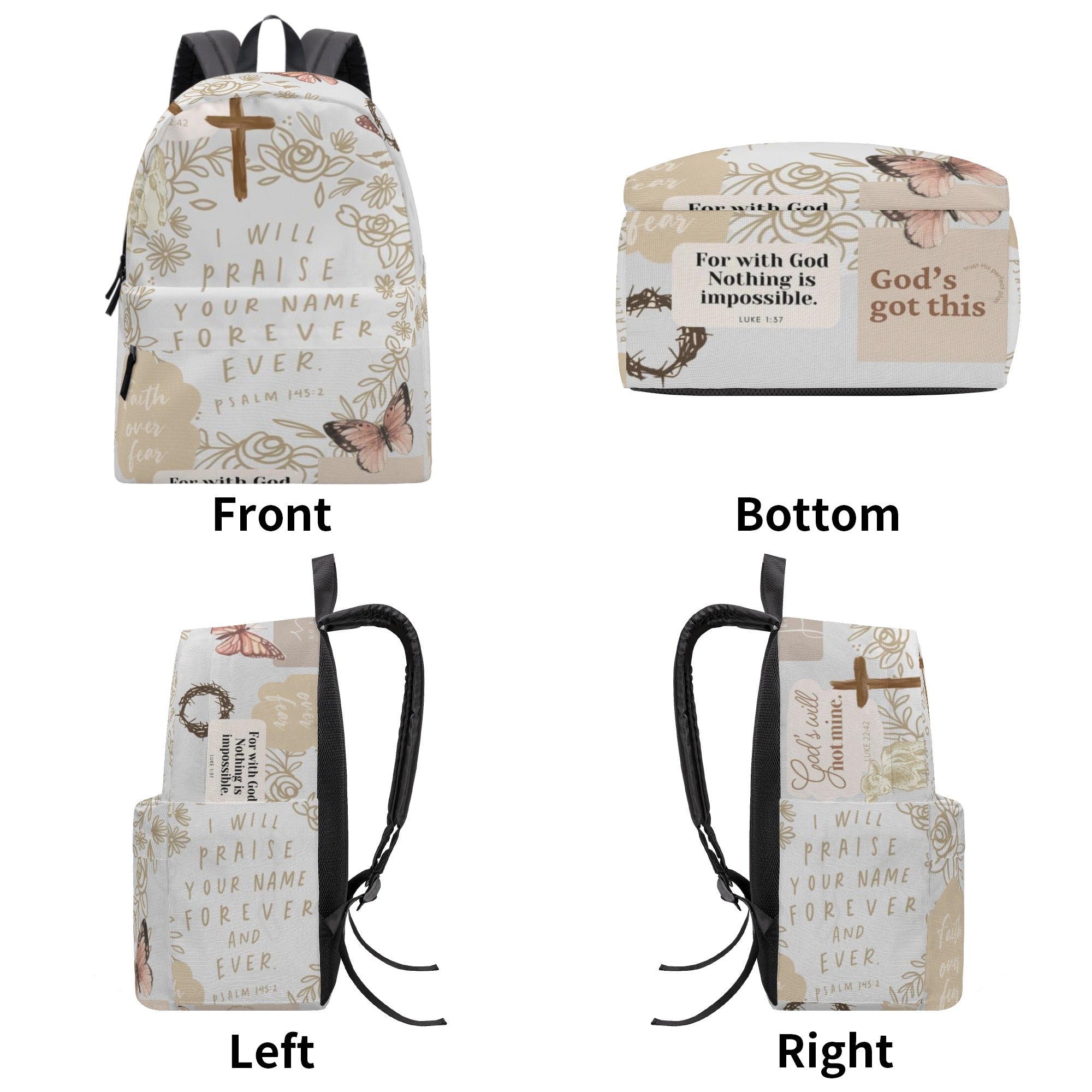 Christian Praise Backpack, Faith Over Fear Bag, Inspirational Bible Verse Backpack.PLAF20